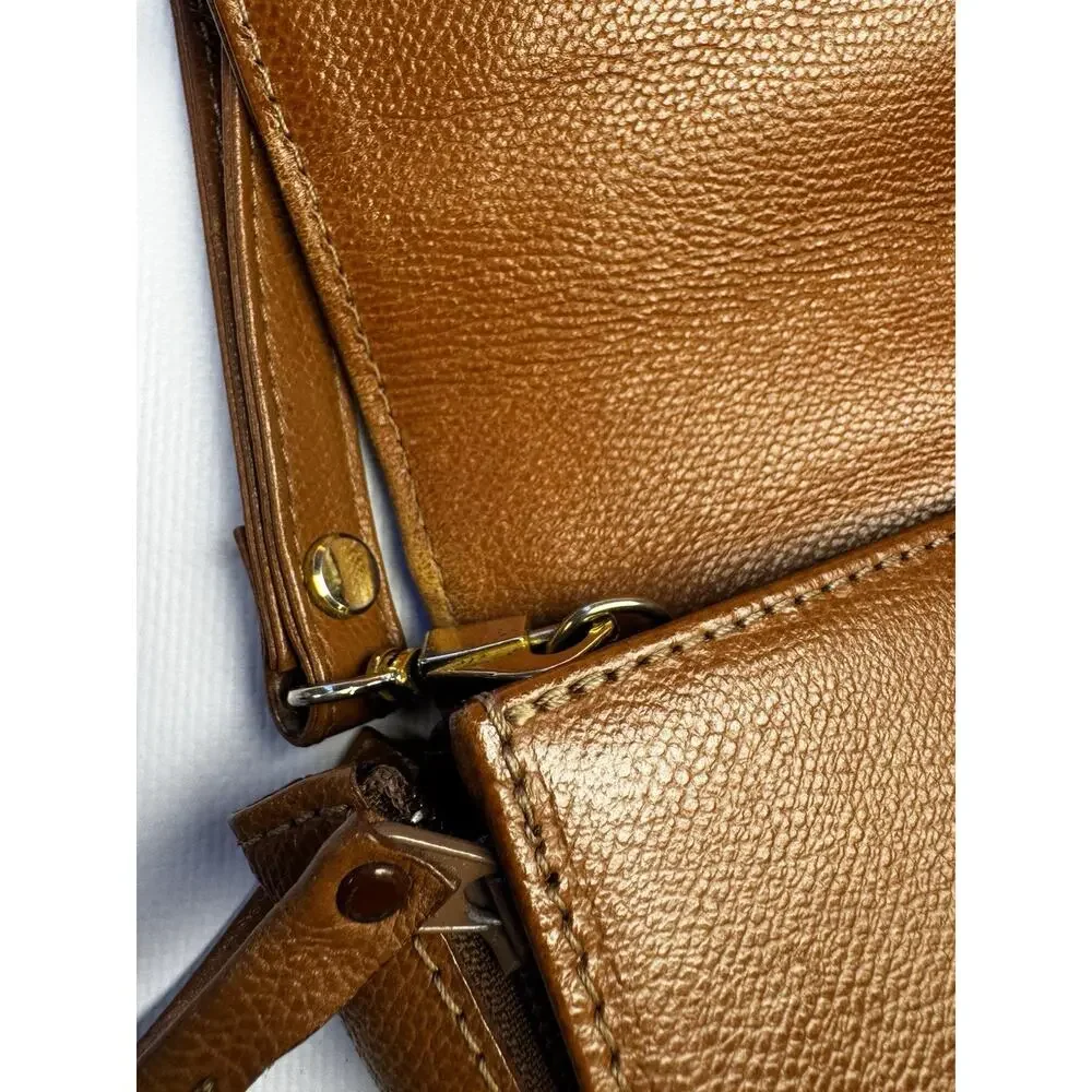 Vintage 1990s Yves Saint Laurent brown leather envelope clutch wrist strap - Picture 7 of 15